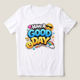 良い一日を – かわいいハッピーなタイポグラフィ トライブレンドTシャツ
