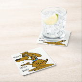 「良い一日を」子犬 スクエアペーパーコースター (インサイチュ)