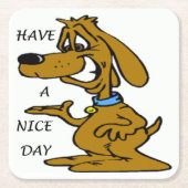 「良い一日を」子犬 スクエアペーパーコースター (正面)