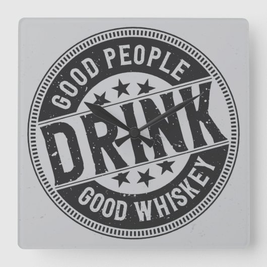 良い人が飲む スクエア壁時計 (正面)