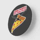 良い人よ食べり良いピザ ラウンド壁時計 (傾斜)