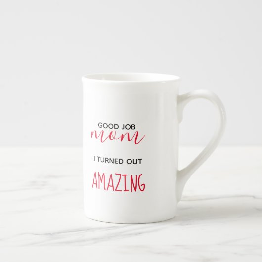 良い仕事のママ私は素晴らしいマグカップを見つけた ボーンチャイナマグカップ (右)