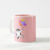 良い仕事の母の日のギフトパーム子猫ピンク2- ツートーンマグカップ (正面左)