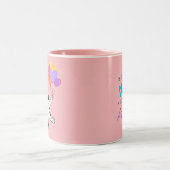 良い仕事の母の日のギフトパーム子猫ピンク2- ツートーンマグカップ (中央)