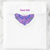"良い仕事"ステッカー(大) w/purple butterfy ラウンドシール (バッグ)