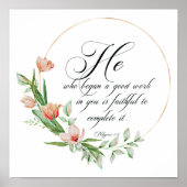 良い作品、ピンクのチューリップのフレーム ポスター (正面)