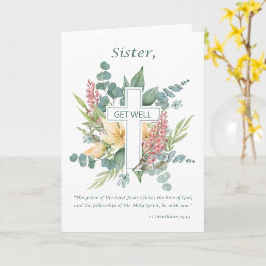 良い修道院の宗教的なクロス水の色のワイルドフラワーを取得 カード (黄色い花)