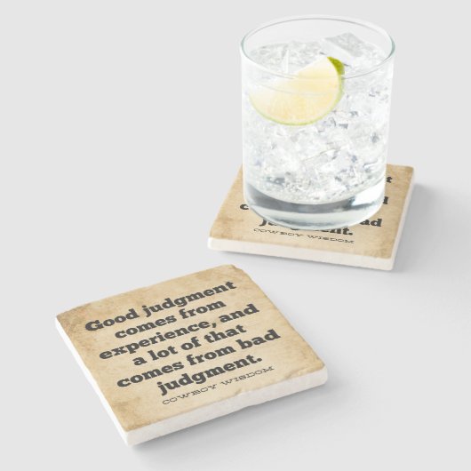 良い判断 |カウボーイウィズダム |南部の引用文 ストーンコースター (横)