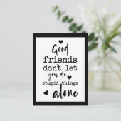 良い友人は友情引用文を黒 ポストカード (スタンド正面)