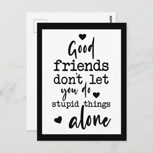 良い友人は友情引用文を黒 ポストカード (正面/裏面)