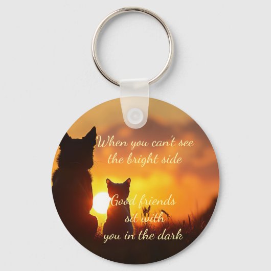 良い友人は暗闇の中であなたと座る名前をカスタムする キーホルダー (正面)