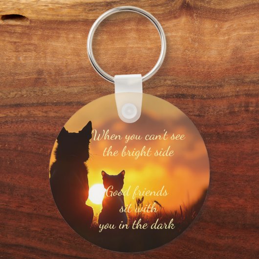 良い友人は暗闇の中であなたと座る名前をカスタムする キーホルダー (正面)
