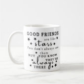 良い友達は星のようである：友情引用文芸術 コーヒーマグカップ (左)