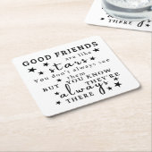良い友達は星のようである：友情引用文芸術 スクエアペーパーコースター (アングル)