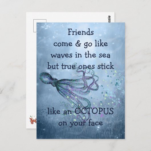 良い友達タコのようなスティックあなたの顔引用文 ポストカード (正面/裏面)
