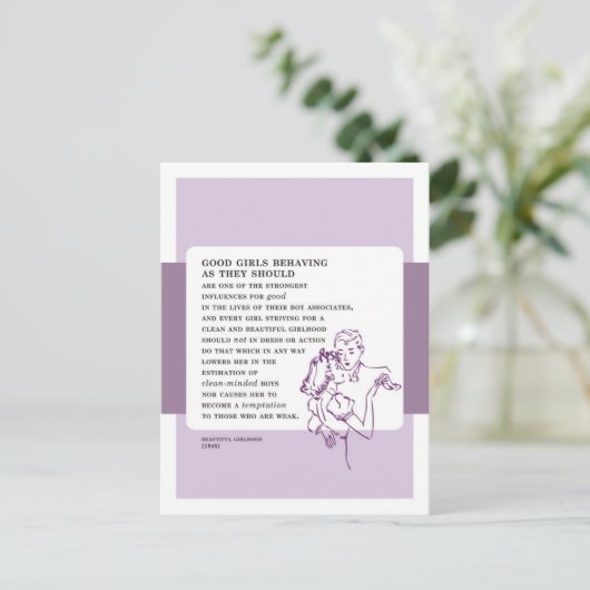 良い女の子の行儀ヴィンテージ悪いアドバイス ポストカード (スタンド正面)