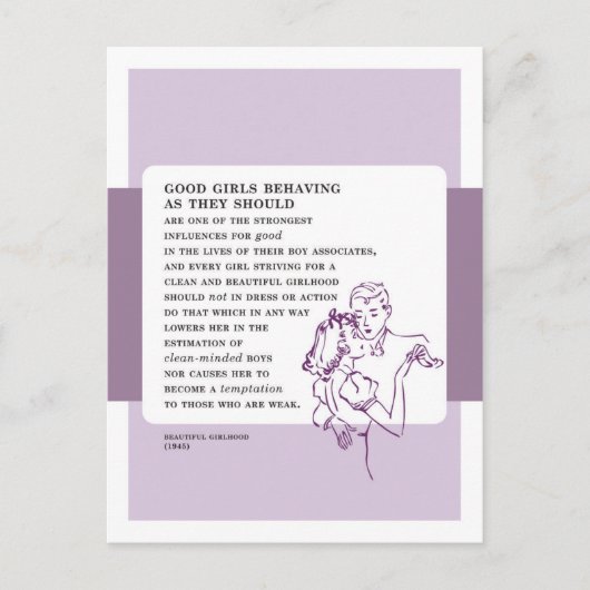 良い女の子の行儀ヴィンテージ悪いアドバイス ポストカード (正面)