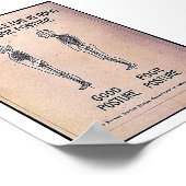 良い姿勢と悪い姿勢のスケルトンの位置 ポスター (角)