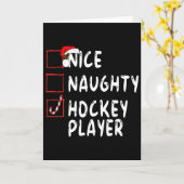 良い子も悪い子もホッケー選手 クリスマス サンタクロース カード (黄色い花)