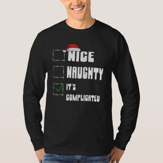 良い子悪い子それは複雑なクリスマスリスト サンタ Tシャツ (正面)