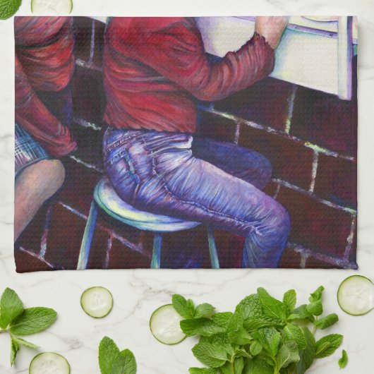 良い小さな女の子はメキシコ、アイスクリームを買う キッチンタオル (折り畳み)