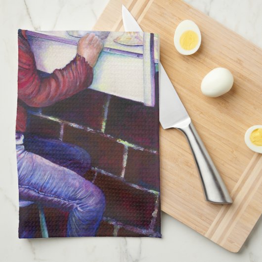 良い小さな女の子はメキシコ、アイスクリームを買う キッチンタオル (四つ折り)