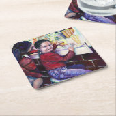 良い小さな女の子はメキシコ、アイスクリームを買う スクエアペーパーコースター (アングル)