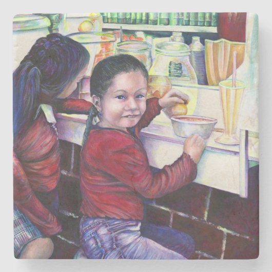 良い小さな女の子はメキシコ・アイスクリーム ストーンコースター (正面)