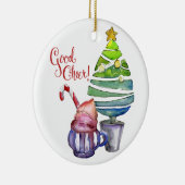 良い応援!木、ホットチョコレート、家族の名前 セラミックオーナメント (右)