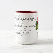 良い戦いを戦う2テモテ4:7クリスチャンマグカップ ツートーンマグカップ (中央)