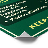 良い教室の習慣による死亡者数はゼロ。 ポスター (角)