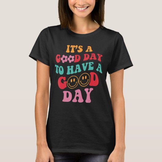 良い日のレトロスマイル顔美的傾向がある Tシャツ (正面)
