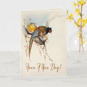 良い日のヴィンテージキジ日本のを食べる カード (黄色い花)