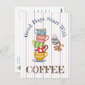良い日はコーヒーから始まる ポストカード (正面/裏面)