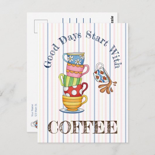 良い日はコーヒーから始まる ポストカード (正面/裏面)