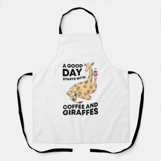 良い日はコーヒーとキリンの贈り物から始まるおもしろい エプロン (正面)