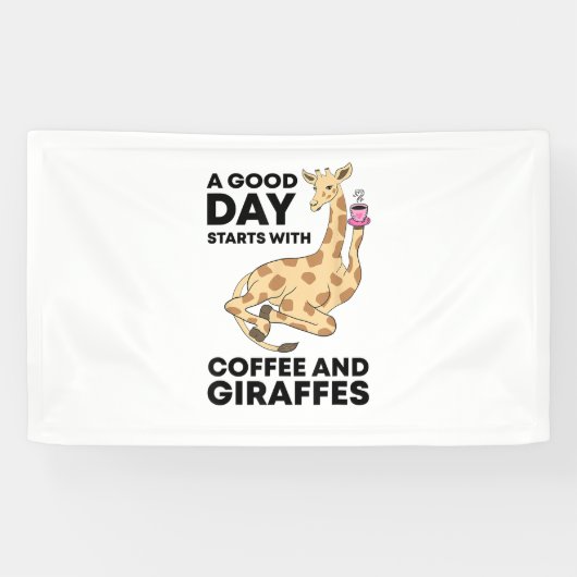 良い日はコーヒーとキリンの贈り物から始まるおもしろい 横断幕 (横)