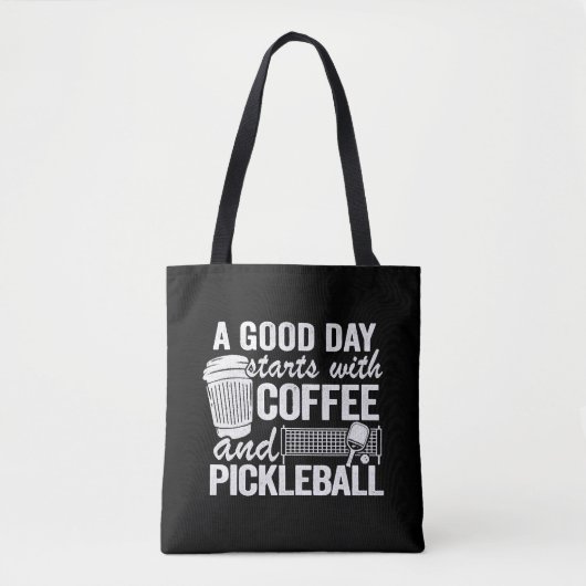 良い日はコーヒーとピックボールから始まる トートバッグ (正面)