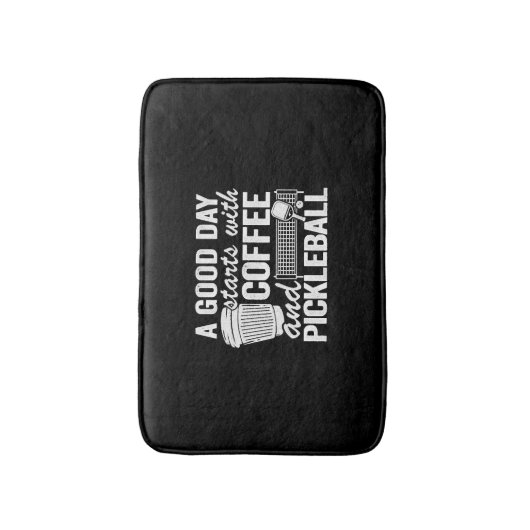 良い日はコーヒーとピックボールから始まる バスマット (正面縦)