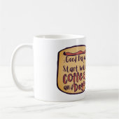 良い日はコーヒーと犬の漫画のマグカップで始まる コーヒーマグカップ (左)
