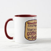 良い日はコーヒーと犬の漫画のマグカップで始まる マグカップ (左)