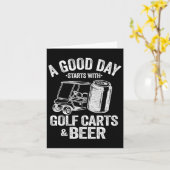 良い日はゴルフカートとビールGから始まおもしろいる カード (黄色い花)