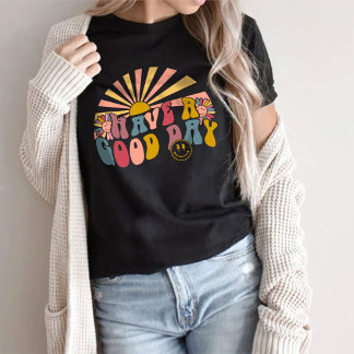 良い日を過ユニセックスごす – T字 – 黒または灰色 Tシャツ