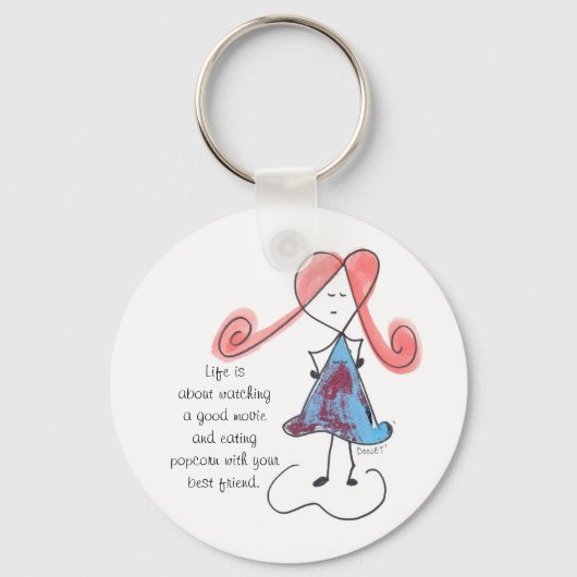 良い映画とのポップコーンを見食べている キーホルダー (正面)