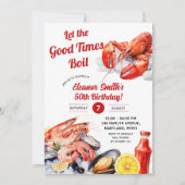 良い時に魚介類の大人の誕生日を煮る 招待状 (正面)