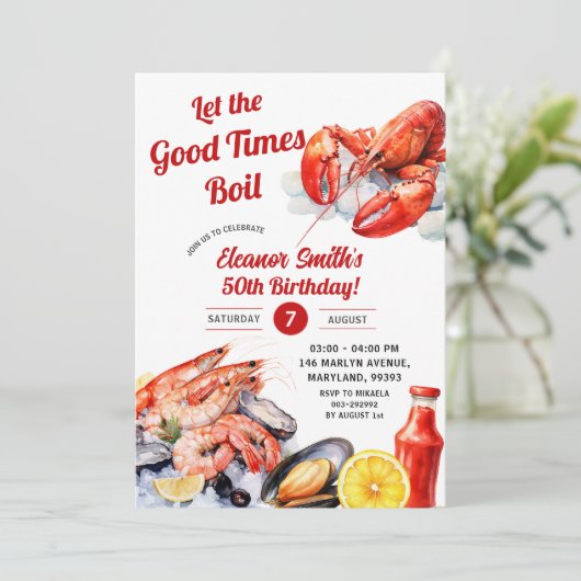 良い時に魚介類の大人の誕生日を煮る 招待状 (スタンド正面)