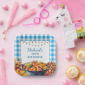 良い時に魚介類の誕生日を煮る ペーパープレート (パーティー)