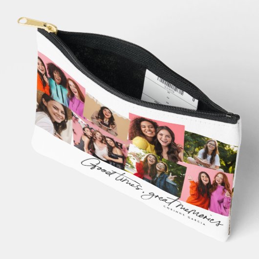 良い時の思い出素晴らしおもしろい写真コラージュ アクセサリーポーチ (見開き)