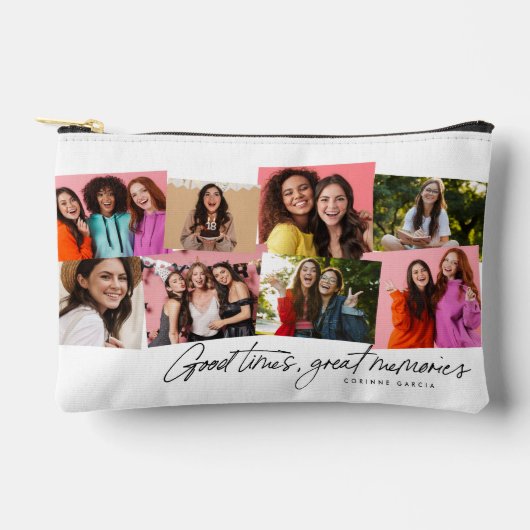良い時の思い出素晴らしおもしろい写真コラージュ アクセサリーポーチ (正面)