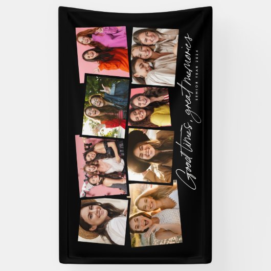 良い時の思い出素晴らしブラックフォトコラージュ 横断幕 (縦)